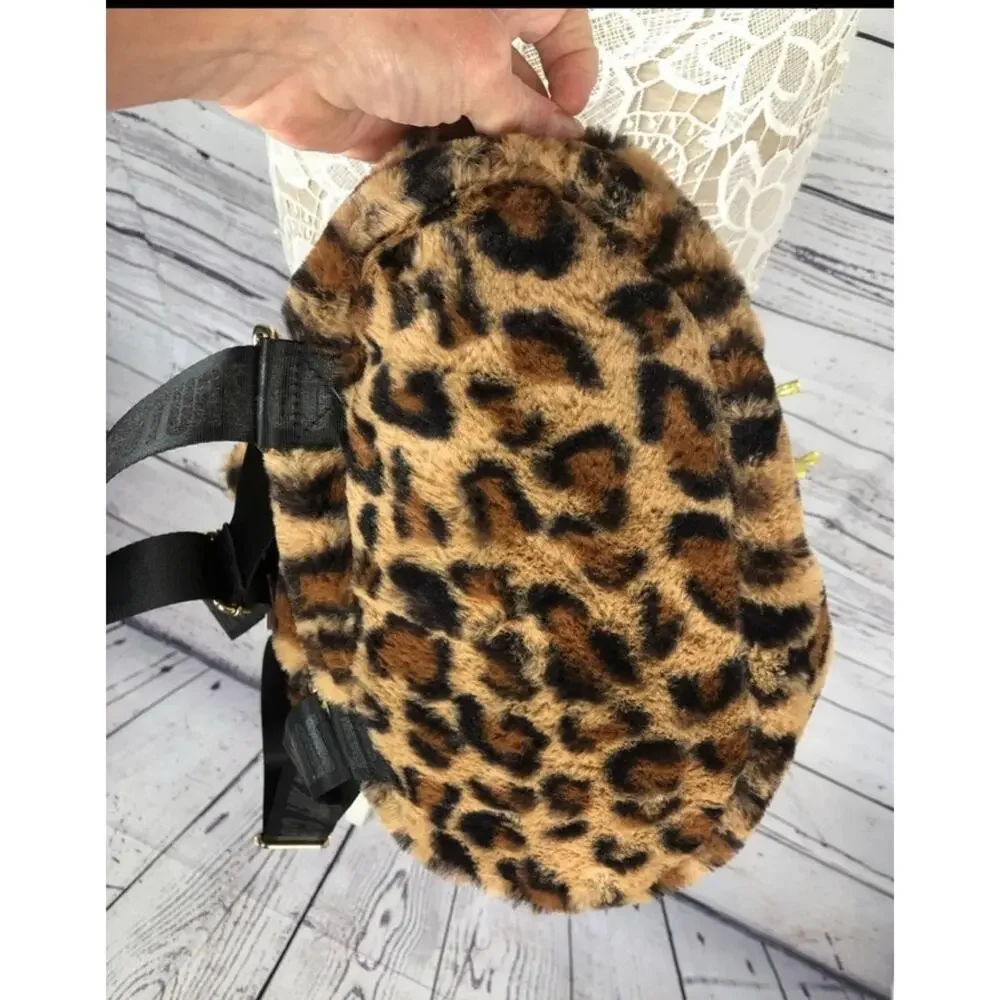 NWT Juicy Couture Faux Fur Gold & Black Sequin Cheetah backpack